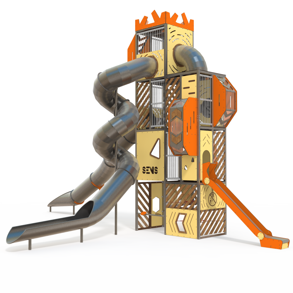 AE 60-1002 – Aerial Transparent Tower with Double Tube Slides