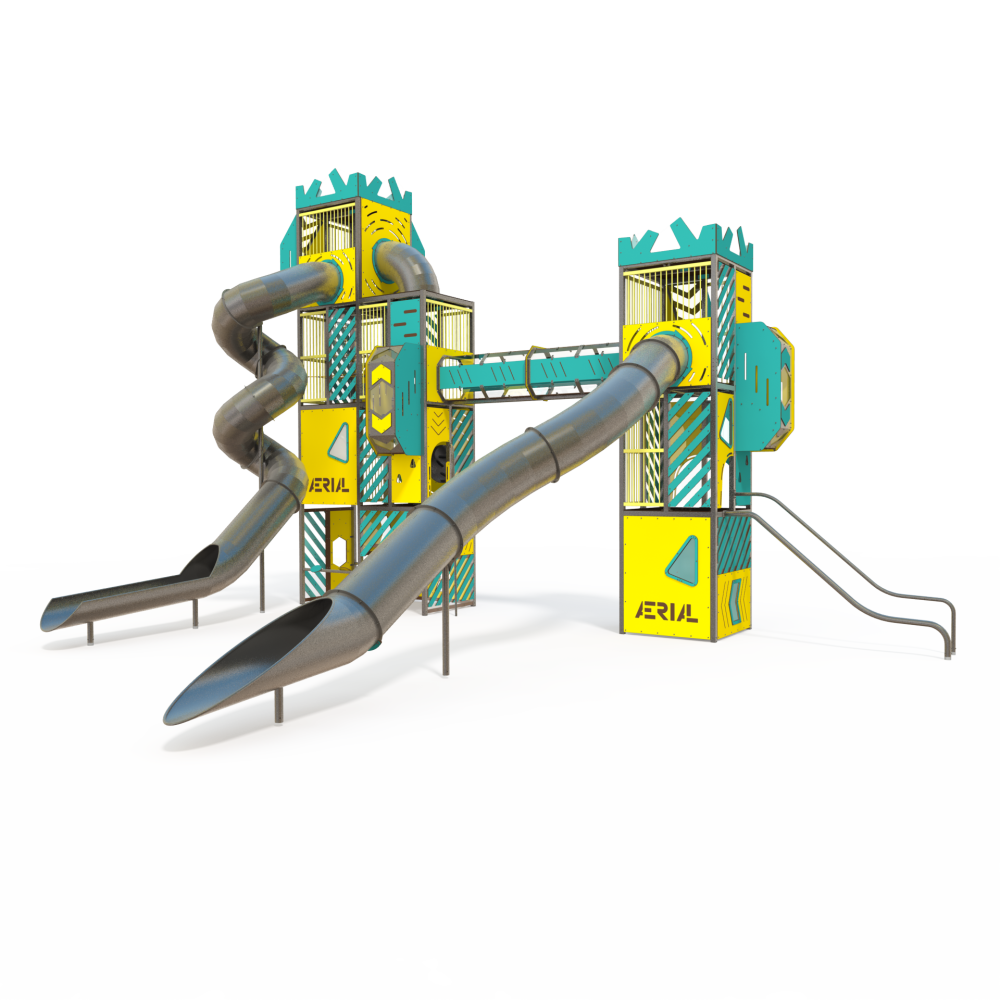 AE 60-2001 – Aerial Transparent Double Towers with Tube Slides