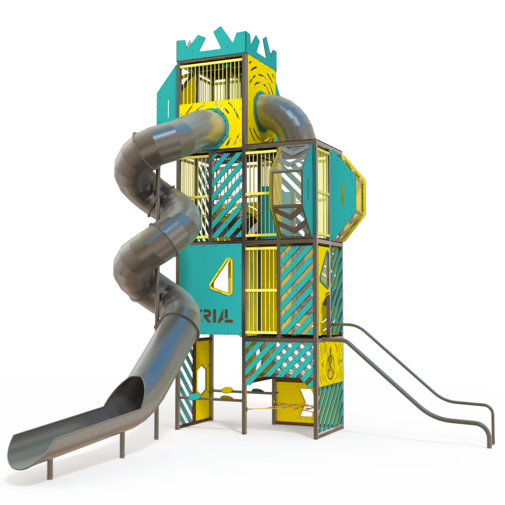 AE 60-1001 – Aerial Transparent Tower with Twisted Tube Slide