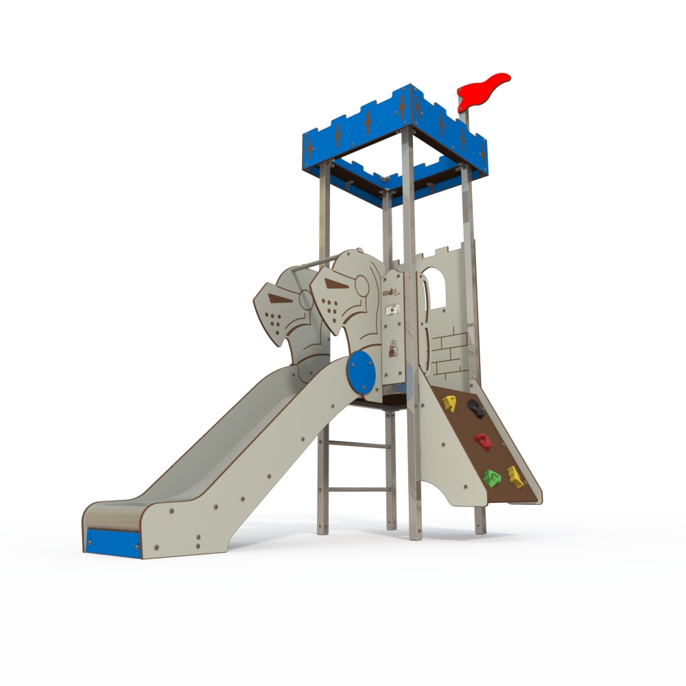 CC 09-1001 – Single Tower with Slide and Climb Wall