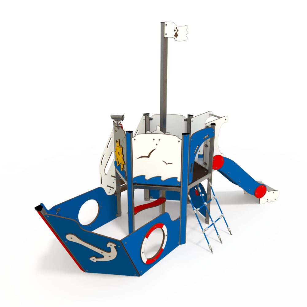 CI 09-1001 – Play Boat with Slide and Climb Net