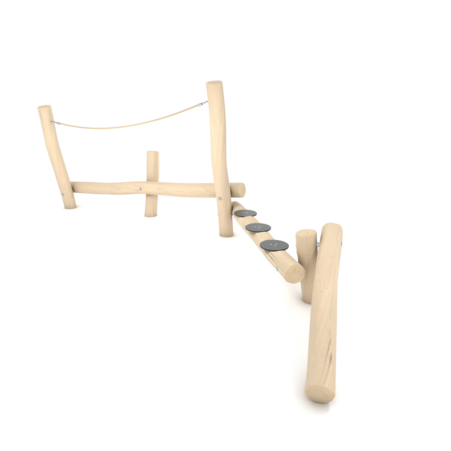 RB1273 – Robinia Double Balancing Beam With Step Plates and Rope