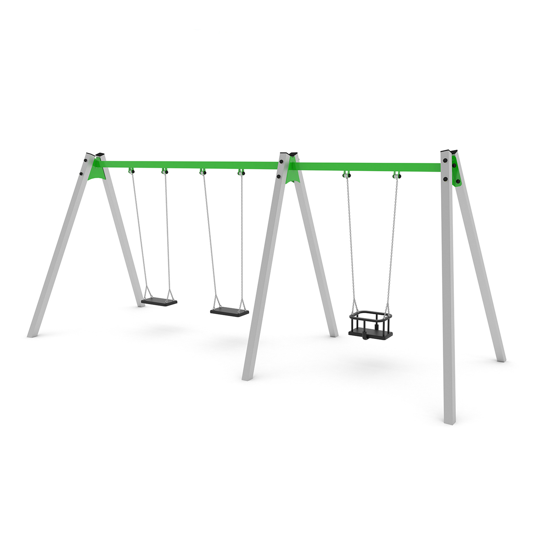 ST 1491 R1R1R2 – Two Flat One Cradle Seat Steel Swing