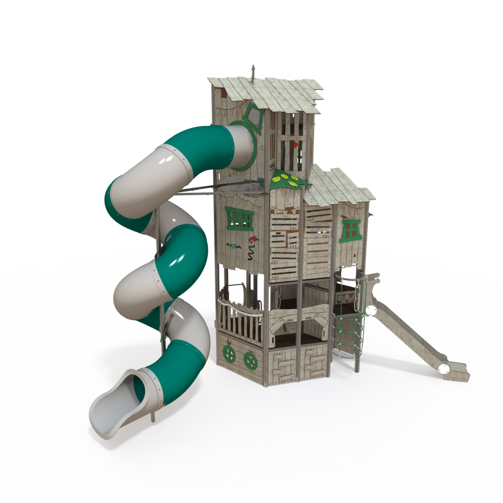 Enchanted Treehouse – Adventure Treehouse Play Tower with Spiral Tube slide & Climbing