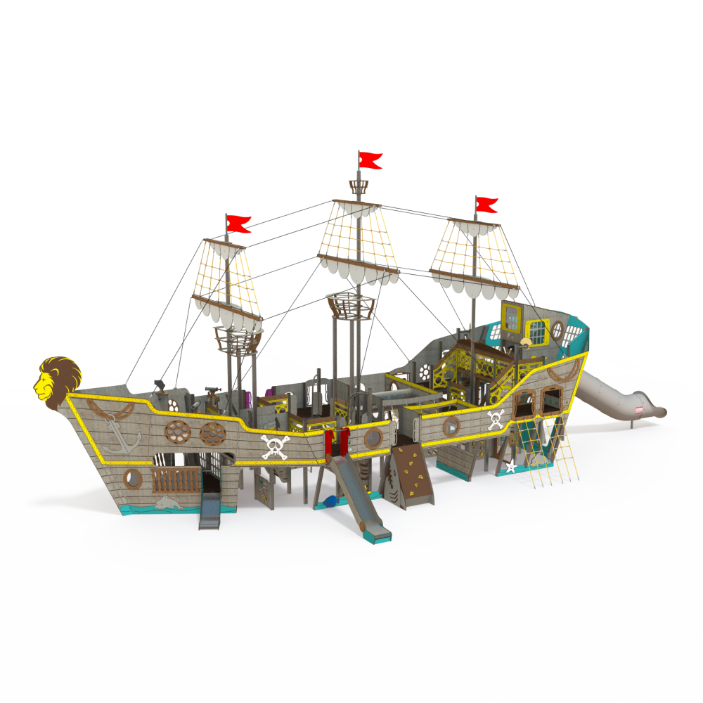 Pirate ship Playground with Slides, Climbing & Interactive Play