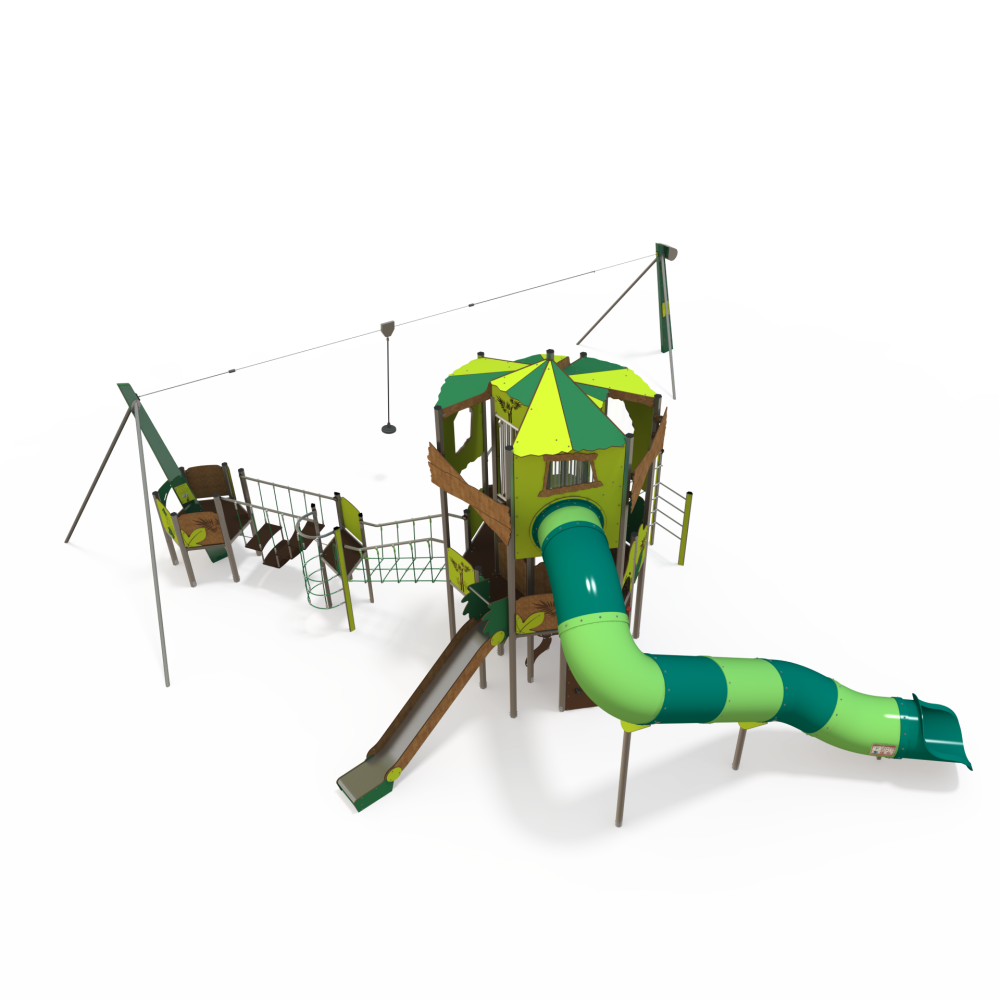 Jungle Tower Playground with Slides, bridges, climbing & Zip Line